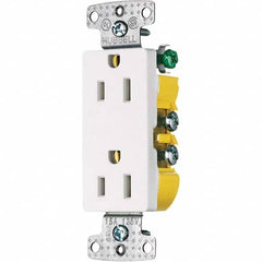 Hubbell Wiring Device-Kellems - 125V 15A NEMA 5-15R Residential Grade White Straight Blade Duplex Receptacle - Exact Industrial Supply