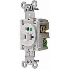 Hubbell Wiring Device-Kellems - 125V 20A NEMA 5-20R Hospital Grade White Straight Blade Single Receptacle - Exact Industrial Supply