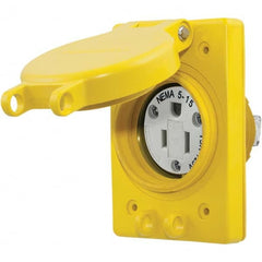 Hubbell Wiring Device-Kellems - 125V 15A NEMA 5-15R Industrial Grade Yellow Straight Blade Single Receptacle - Exact Industrial Supply