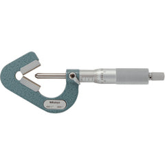0.093″-1″ Measuring Range-0.0001″ Graduation - Ratchet Thimble - Carbide Face-3 Flute V- Anvil Micrometer - Exact Industrial Supply