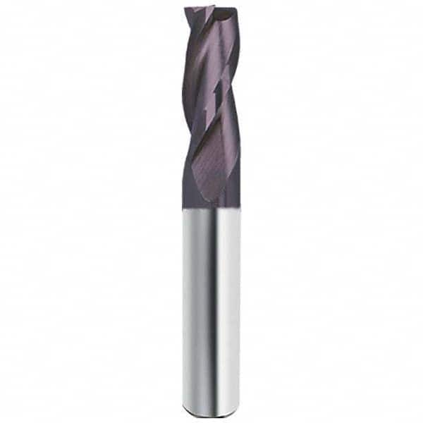 Square End Mill: 1/4'' Dia, 3/4'' LOC, 1/4'' Shank Dia, 2-1/2'' OAL, 3 Flutes, Solid Carbide Single End, FIREX Finish, Helical Flute, Centercutting, RH Cut, RH Flute, Series 19954