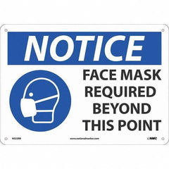 NMC - "Notice - Notice Face Mace Required", 14" Wide x 10" High, Rigid Plastic Safety Sign - Exact Industrial Supply