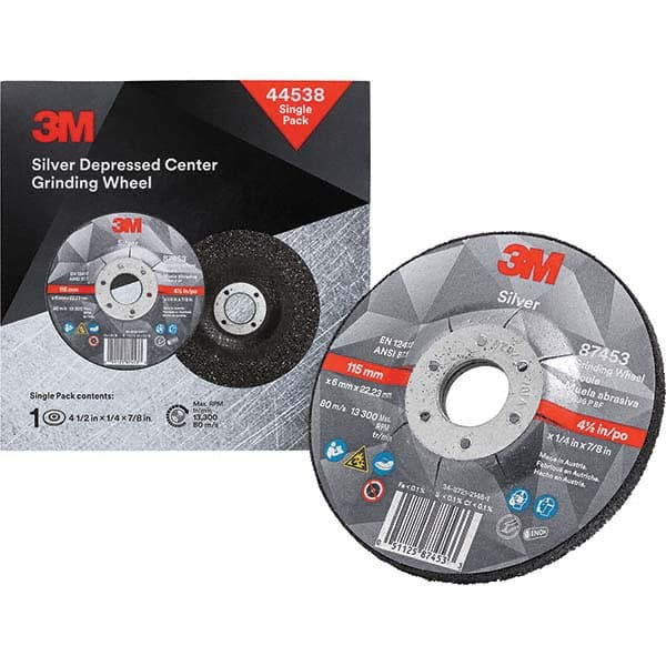 3M - Depressed-Center Wheels Wheel Diameter (Inch): 4-1/2 Wheel Thickness (Decimal Inch): 0.2500 - Exact Industrial Supply