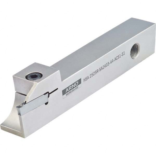 Arno - 1.28" Max Depth, 0.079 to 2.559" Width, External Left Hand Indexable Grooving/Cutoff Toolholder - Exact Industrial Supply