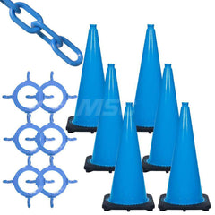 Barrier Rope & Chain; Type: Traffic Cone & Chain Kit; Material: Plastic; Color: Sky Blue; Rope/Chain Material: Plastic; Hook Fitting Material: None; Snap End Material: None; Color: Sky Blue; Length (Feet): 50.00; 50.000; Overall Length: 50.00; Includes: (