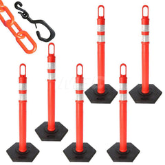 Barrier Rope & Chain; Type: Delineators with Reflective Collar & Chain Kit; Material: Plastic; Color: Traffic Orange; Rope/Chain Material: Plastic; Hook Fitting Material: None; Snap End Material: None; Color: Traffic Orange; Length (Feet): 40.00; 40.000;