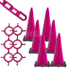 Barrier Rope & Chain; Type: Traffic Cone & Chain Kit; Material: Plastic; Color: Safety Pink; Rope/Chain Material: Plastic; Hook Fitting Material: None; Snap End Material: None; Color: Safety Pink; Length (Feet): 50.00; 50.000; Overall Length: 50.00