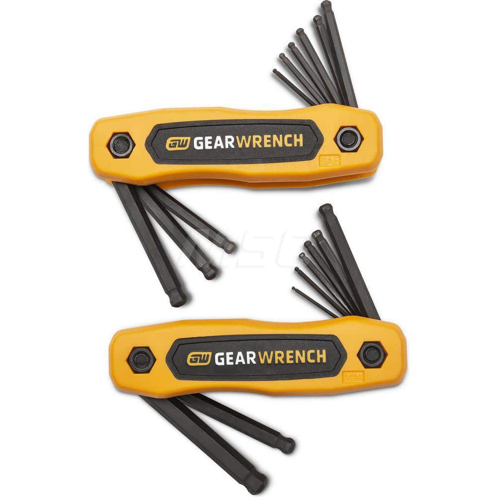 Hex Key Sets; Tool Type: Hex; Handle Type: Fold-Up; Measurement Type: SAE; Metric; Hex Size Range (Inch): 5/64 - 1/4; Hex Size Range (mm): 1.5 - 10