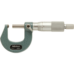 0-1″ Measuring Range-0.0001″ Graduation - Ratchet Thimble - Carbide Face - Ball Anvil Micrometer - Exact Industrial Supply