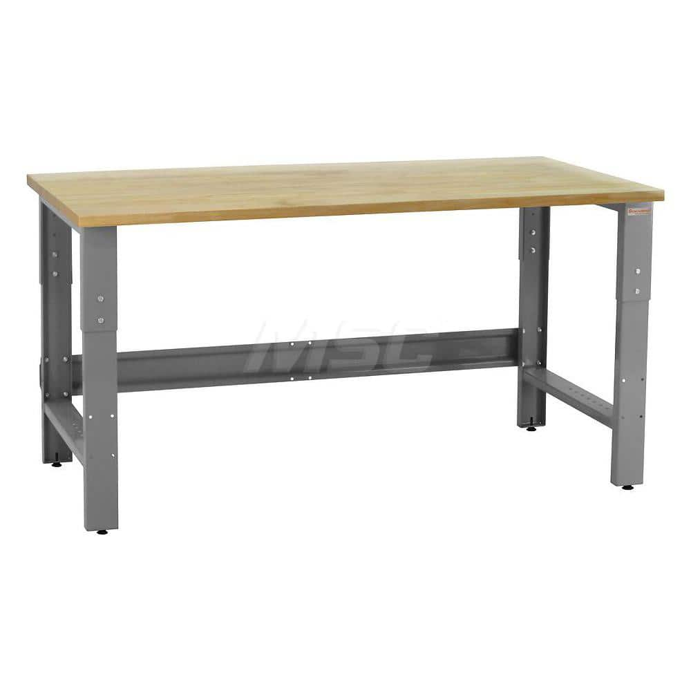 Stationary Work Bench: 72″ Wide, 24″ Deep, 36″ High, Gray 1,200 lb Capacity