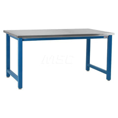 Stationary Work Bench: 96″ Wide, 30″ Deep, 34″ High, Light Blue 6,600 lb Capacity