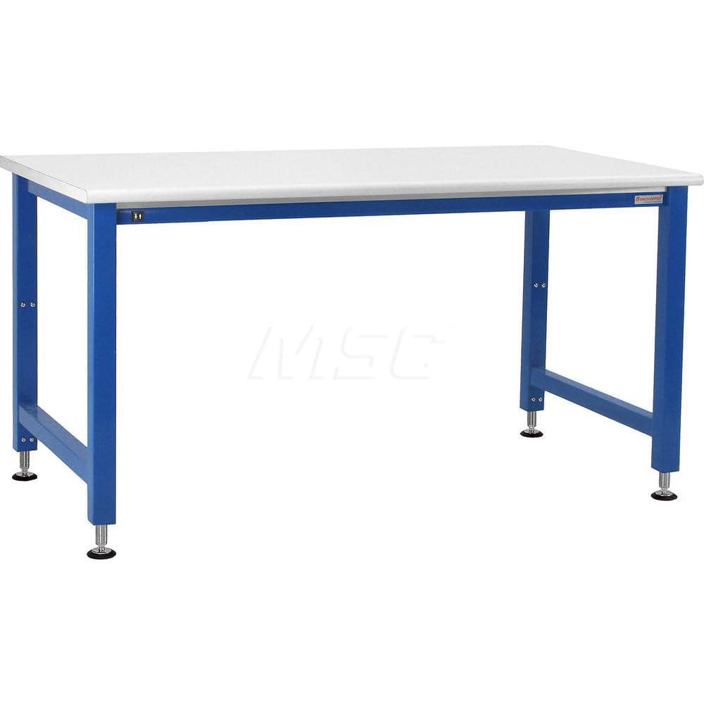 Stationary Work Bench: 72″ Wide, 36″ Deep, 42″ High, Light Blue & White 1,000 lb Capacity