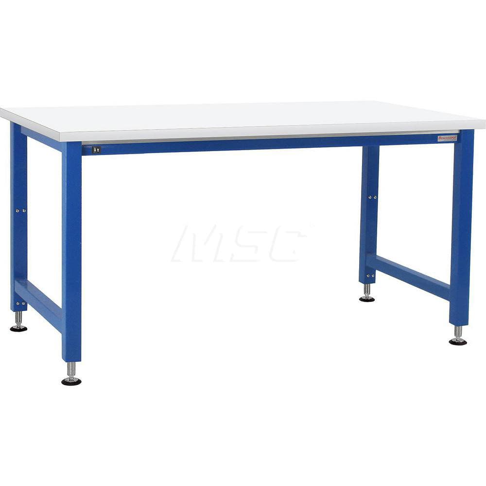 Stationary Work Bench: 60″ Wide, 36″ Deep, 42″ High, Light Blue & White 1,000 lb Capacity