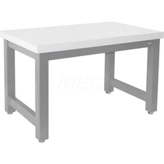 Stationary Work Bench: 60″ Wide, 24″ Deep, 34″ High, Gray & White 20,000 lb Capacity