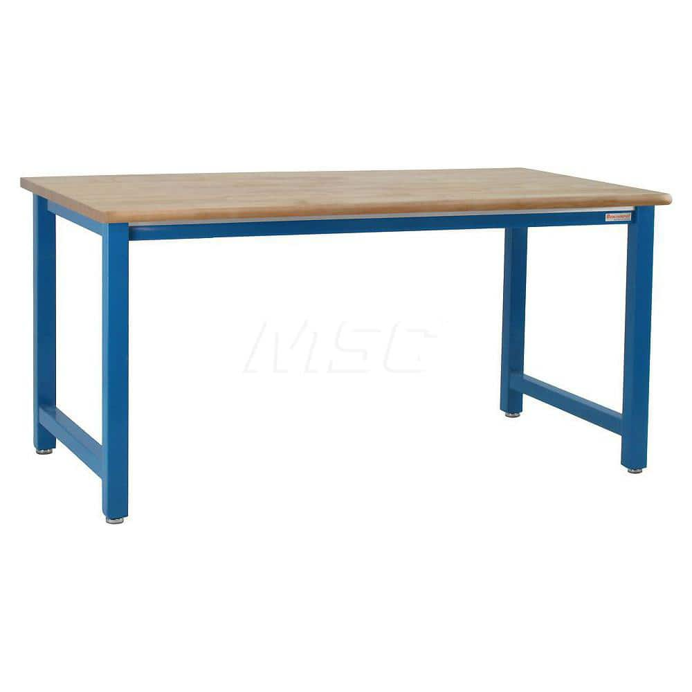 Stationary Work Bench: 96″ Wide, 36″ Deep, 34″ High, Light Blue 6,600 lb Capacity