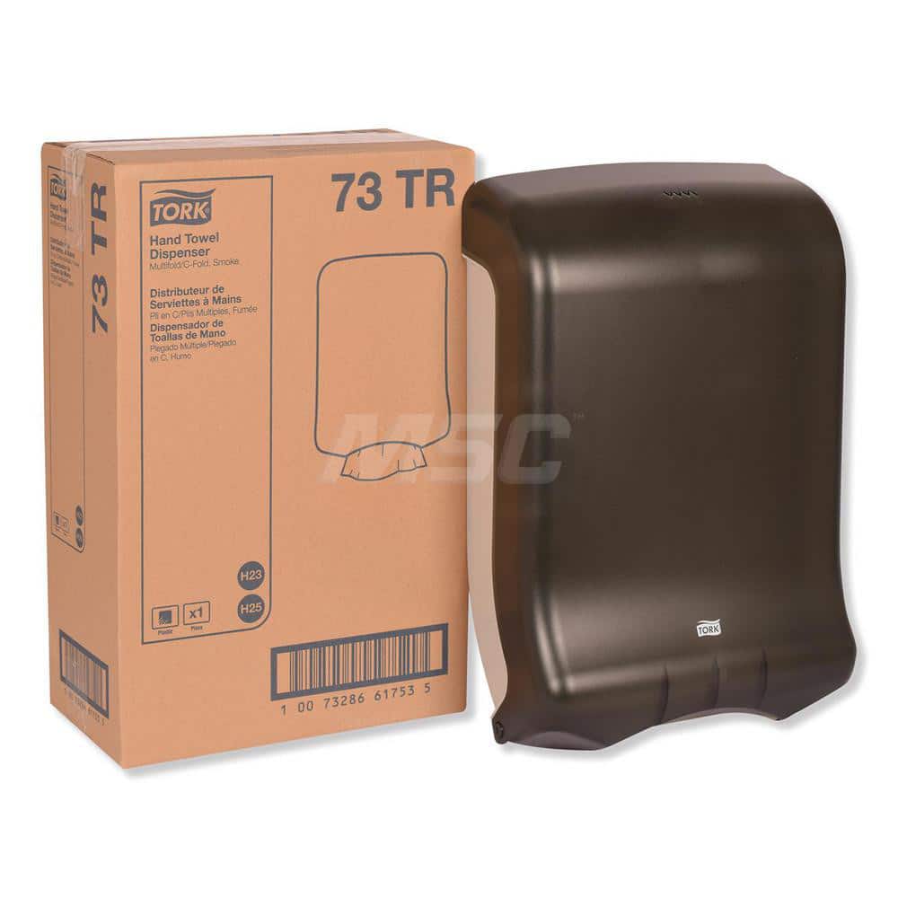 Paper Towel Dispensers; Type: Towel; Towel Compatibility: C-Fold; Activation Method: Manual; Material: Plastic; Mount Type: Wall; Color: Smoke; Height (Inch): 18 in