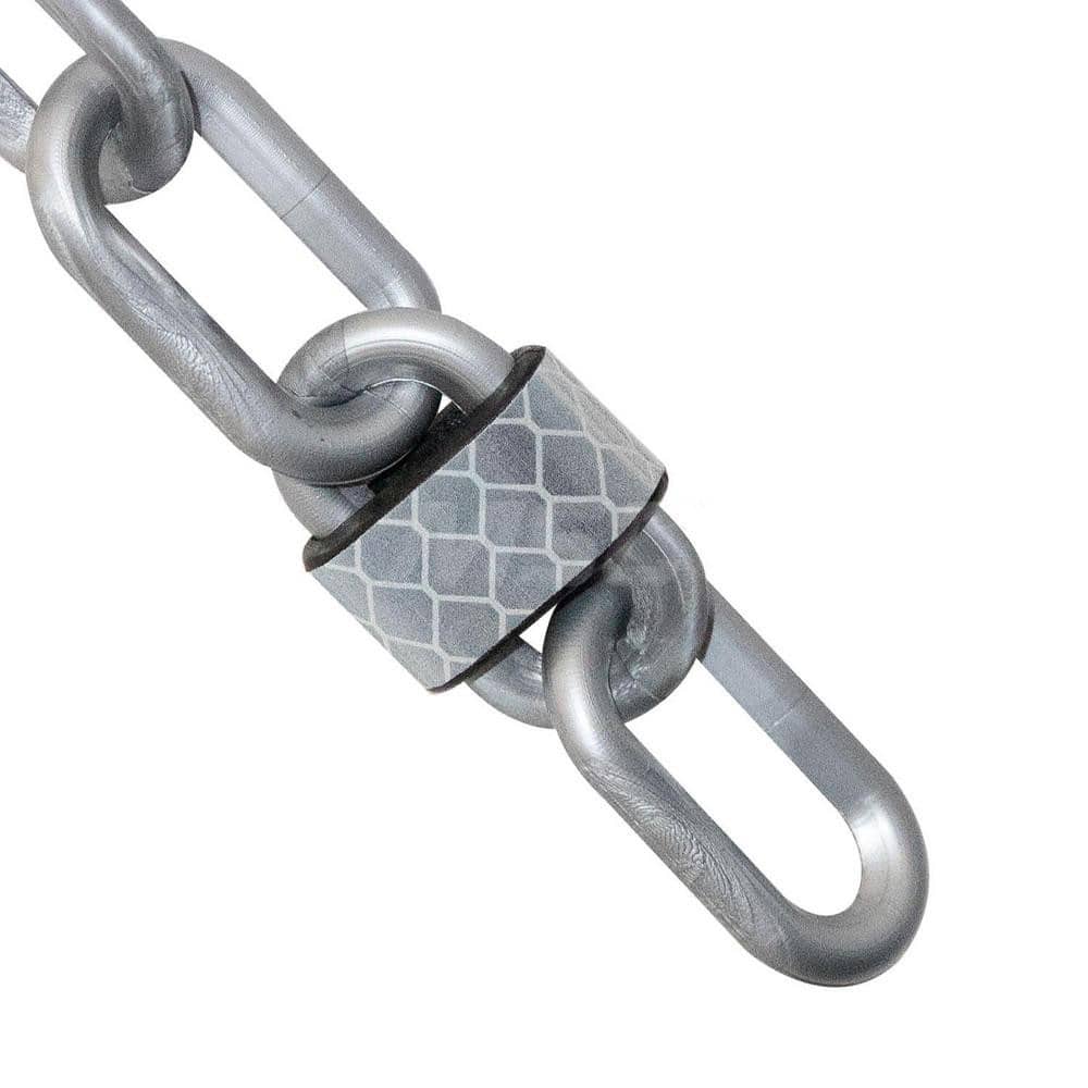 Barrier Rope & Chain; Type: Safety Barrier Chain; Material: Plastic; Color: Silver; Rope/Chain Material: Plastic; Hook Fitting Material: None; Snap End Material: None; Color: Black; Length (Feet): 25.00; 25.000; Overall Length: 25.00