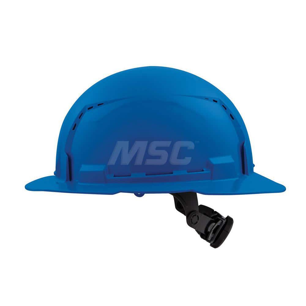 Hard Hat: Construction, Full Brim, Class C, 6-Point Suspension Blue, HDPE, Vented
