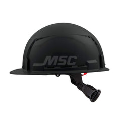 Hard Hat: Construction, Front Brim, Class C, 6-Point Suspension Black, HDPE, Vented