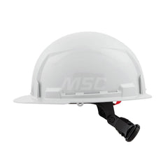 Hard Hat: Construction, Front Brim, Class E, 6-Point Suspension White, HDPE