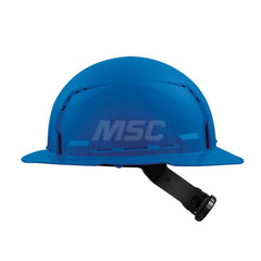 Hard Hat: Construction, Full Brim, Class C, 4-Point Suspension Blue, HDPE, Vented