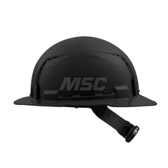 Hard Hat: Construction, Full Brim, Class C, 4-Point Suspension Black, HDPE, Vented