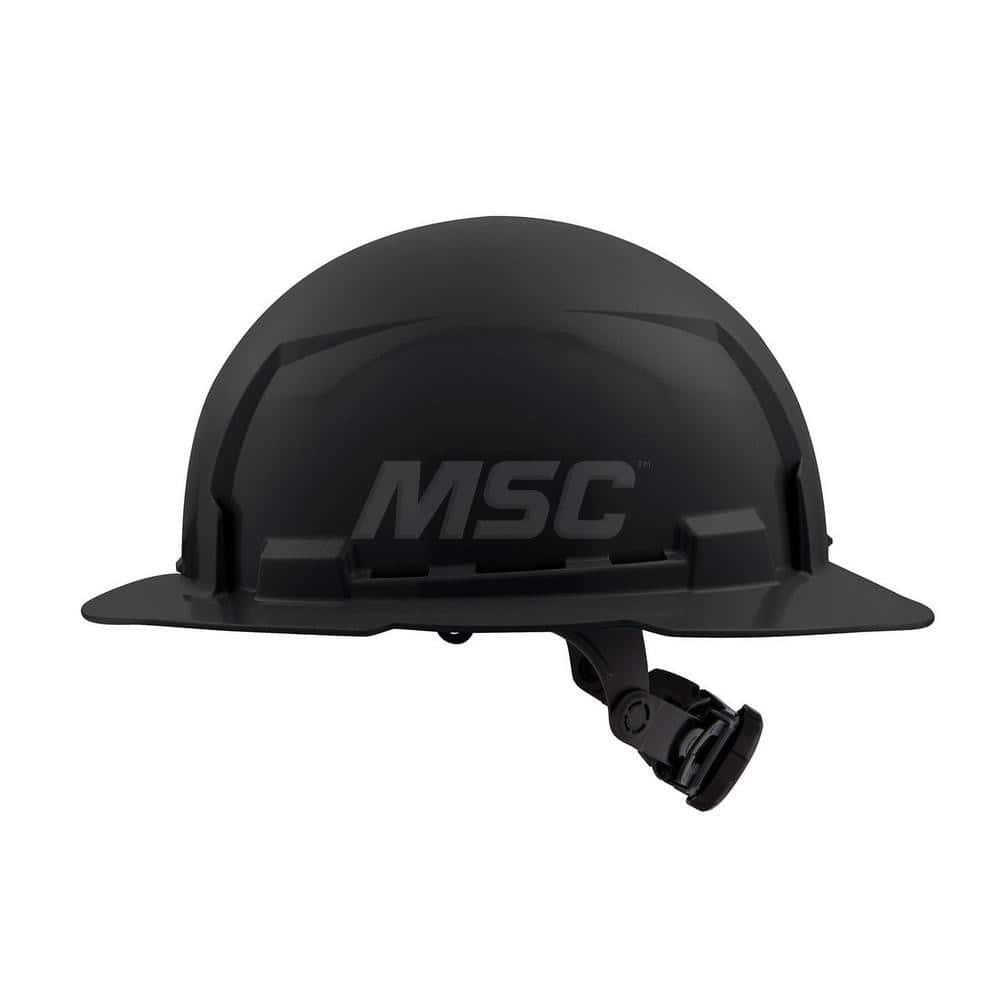 Hard Hat: Construction, Full Brim, Class E, 6-Point Suspension Black, HDPE
