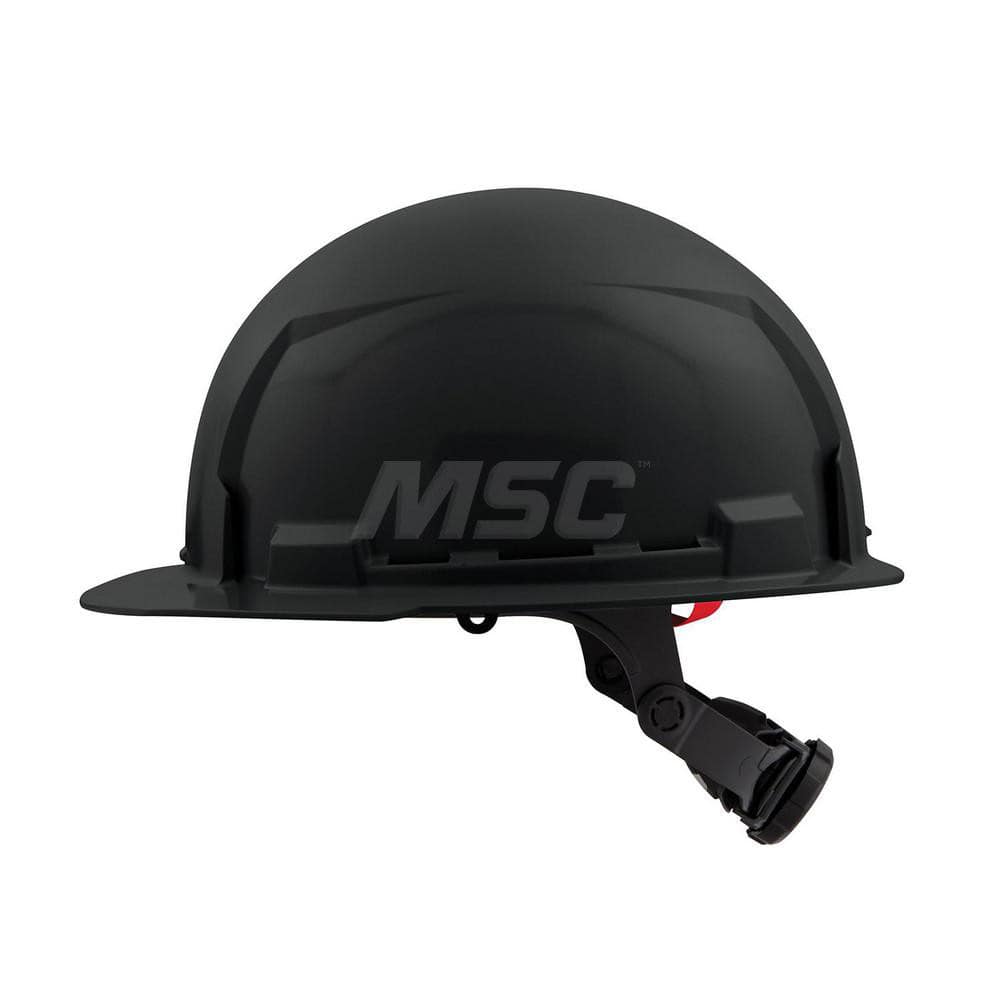 Hard Hat: Construction, Front Brim, Class E, 6-Point Suspension Black, HDPE