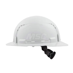Hard Hat: Construction, Full Brim, Class C, 6-Point Suspension White, HDPE, Vented