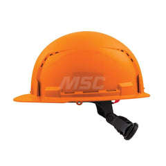 Hard Hat: Construction, Front Brim, Class C, 6-Point Suspension Orange, HDPE, Vented