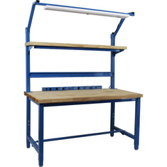 Stationary Work Bench: 72″ Wide, 30″ Deep, 36″ High, Light Blue