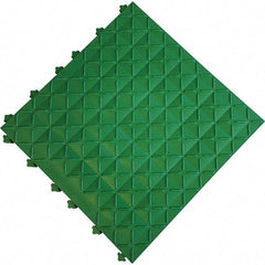 Ergo Advantage - 18" Long x 18" Wide x 1" Thick, Anti-Fatigue Modular Matting Anti-Fatigue Flooring - 2 Interlocking Sides, Green, For Dry Areas - Exact Industrial Supply