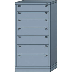 Lyon - 7 Drawer, Standard Eye-Level - Multiple Drawer Access Cabinet - Steel, 30" Wide x 28-1/4" Deep x 59-1/4" High, Dove Gray - Exact Industrial Supply