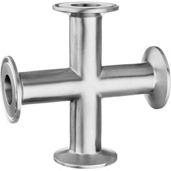 Value Collection - Sanitary Stainless Steel Pipe Fittings Type: Cross Style: Quick-Clamp - Exact Industrial Supply