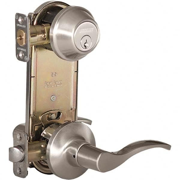 Stanley - Entry Lever Lockset for 1-3/8 to 1-3/4" Thick Doors - Exact Industrial Supply