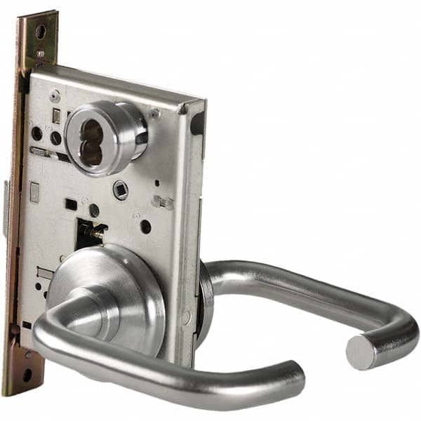 Storeroom Lever Lockset for 1-3/4″ Thick Doors 6 or 7 Pin Length Best & Compatible (Core Not Included), 2-3/4″ Backset, Satin Chrome Finish