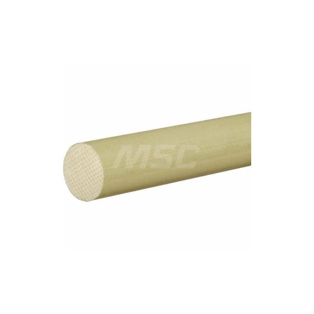 Plastic Rod: Garolite (G-10), 4' Long, 5/8″ Dia, Yellow Rockwell M-110