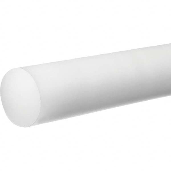 Plastic Rod: Polytetrafluroethylene, 4' Long, 1/2″ Dia, White Shore 55 D