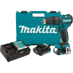 Makita - 12 Volt 3/8" Keyless Chuck Cordless Hammer Drill - 0 to 22,500 BPM, 0 to 1,500 RPM, Reversible - Exact Industrial Supply