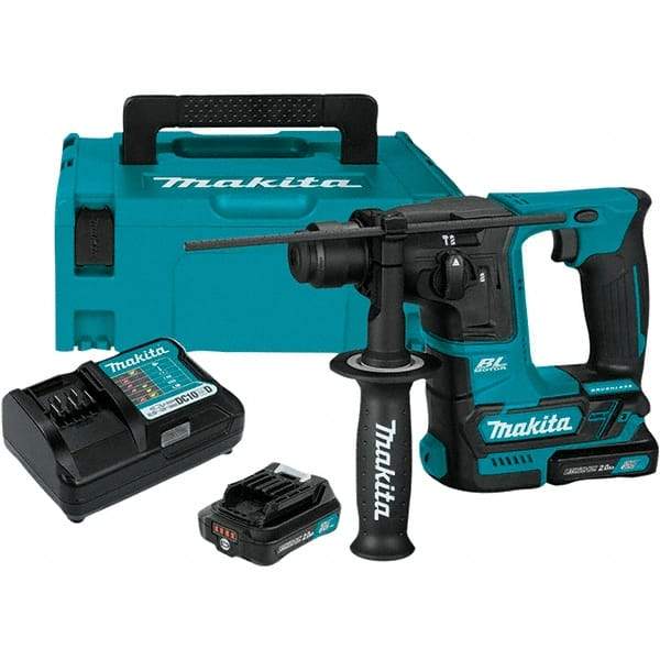 Makita - 12 Volt 5/8" Keyless Chuck Cordless Rotary Hammer - 0 to 4,800 BPM, 0 to 680 RPM, Reversible - Exact Industrial Supply