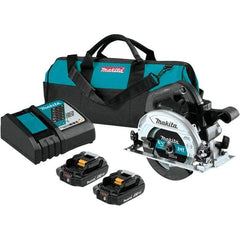 Makita - 18 Volt, 6-1/2" Blade, Cordless Circular Saw - 5,000 RPM, 2 Lithium-Ion Batteries Included - Exact Industrial Supply