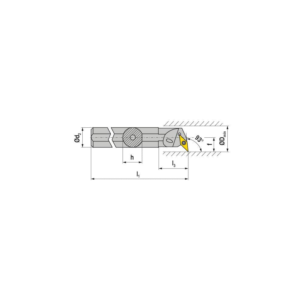 Indexable Boring Bar:  A20Q SVUCL 11,  25.00 mm Min Bore,  20.00 mm Shank Dia,  93.00&deg N/A Steel 180.0000″ OAL,  Screw Clamping,