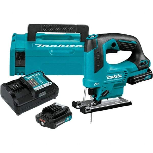 Makita - 12 Volt, 3,000 SPM, 7/8" Stroke Length, Lithium-Ion Cordless Jigsaw - 90° Cutting Angle, Series 12V MAX Battery Included - Exact Industrial Supply