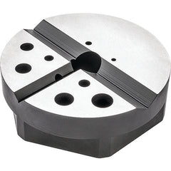 ‎119 Bench Block, 4-7/8″ Diameter × 1-1/2″ High with Ten Oversize Holes from 1/8-7/8″ Diameter and Two V-Grooves at Right Angles - Exact Industrial Supply