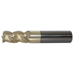 Corner Radius End Mill Head: 1″ Dia, 1-1/4″ LOC, 1/4″ Radius, 3 Flutes Solid Carbide, PowerLayer Coated, Series US362