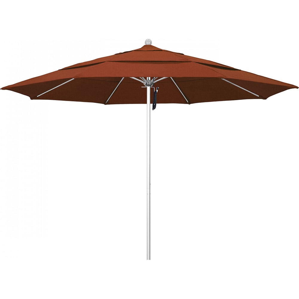 California Umbrella - Patio Umbrellas; Umbrella Diameter (Inch): 132 ; Height (Feet): 8.916 ; Fabric Color: Terracotta ; Base Included: No ; Frame Material: Aluminum ; Frame Color: Silver - Exact Industrial Supply