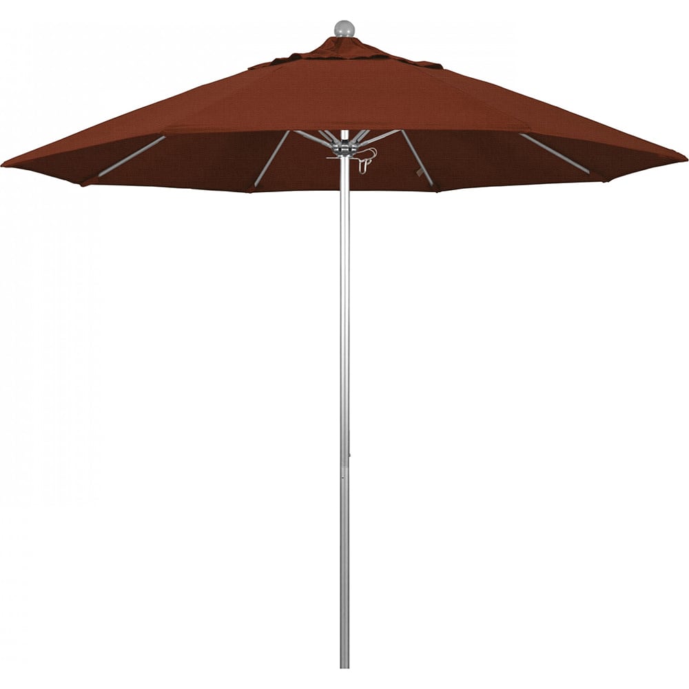 California Umbrella - Patio Umbrellas; Umbrella Diameter (Inch): 108 ; Height (Feet): 8.583 ; Fabric Color: Terracotta ; Base Included: No ; Frame Material: Aluminum ; Frame Color: Silver - Exact Industrial Supply