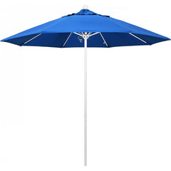 California Umbrella - Patio Umbrellas; Umbrella Diameter (Inch): 108 ; Height (Feet): 8.583 ; Fabric Color: Royal Blue ; Base Included: No ; Frame Material: Aluminum ; Frame Color: White - Exact Industrial Supply