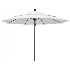 California Umbrella - Patio Umbrellas; Umbrella Diameter (Inch): 132 ; Height (Feet): 8.916 ; Fabric Color: White ; Base Included: No ; Frame Material: Aluminum ; Frame Color: Black - Exact Industrial Supply