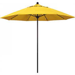 California Umbrella - Patio Umbrellas; Umbrella Diameter (Inch): 108 ; Height (Feet): 9.583 ; Fabric Color: Lemon ; Base Included: No ; Frame Material: Aluminum ; Frame Color: Bronze - Exact Industrial Supply